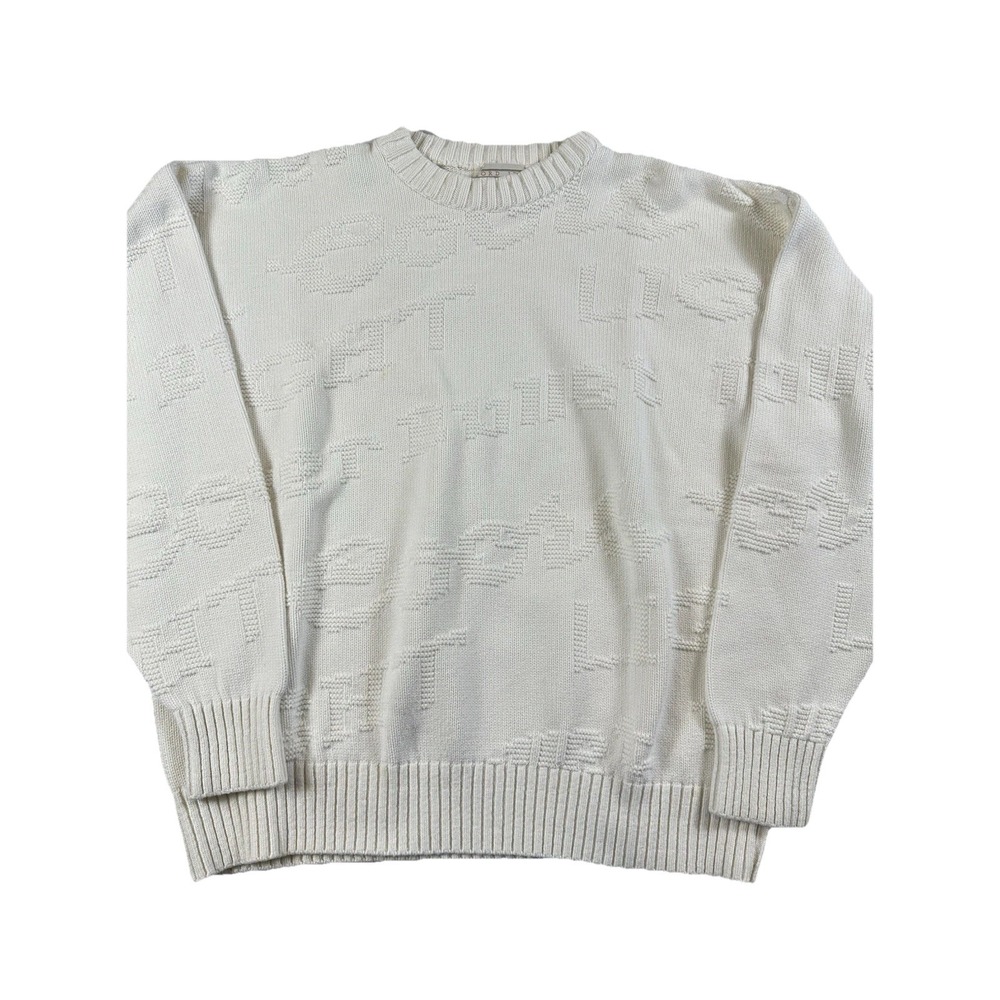 Vtg Lord Jeff 3D Coors Light Silver Bullet Cream Knit Sweater Mens‎ L Grandpa